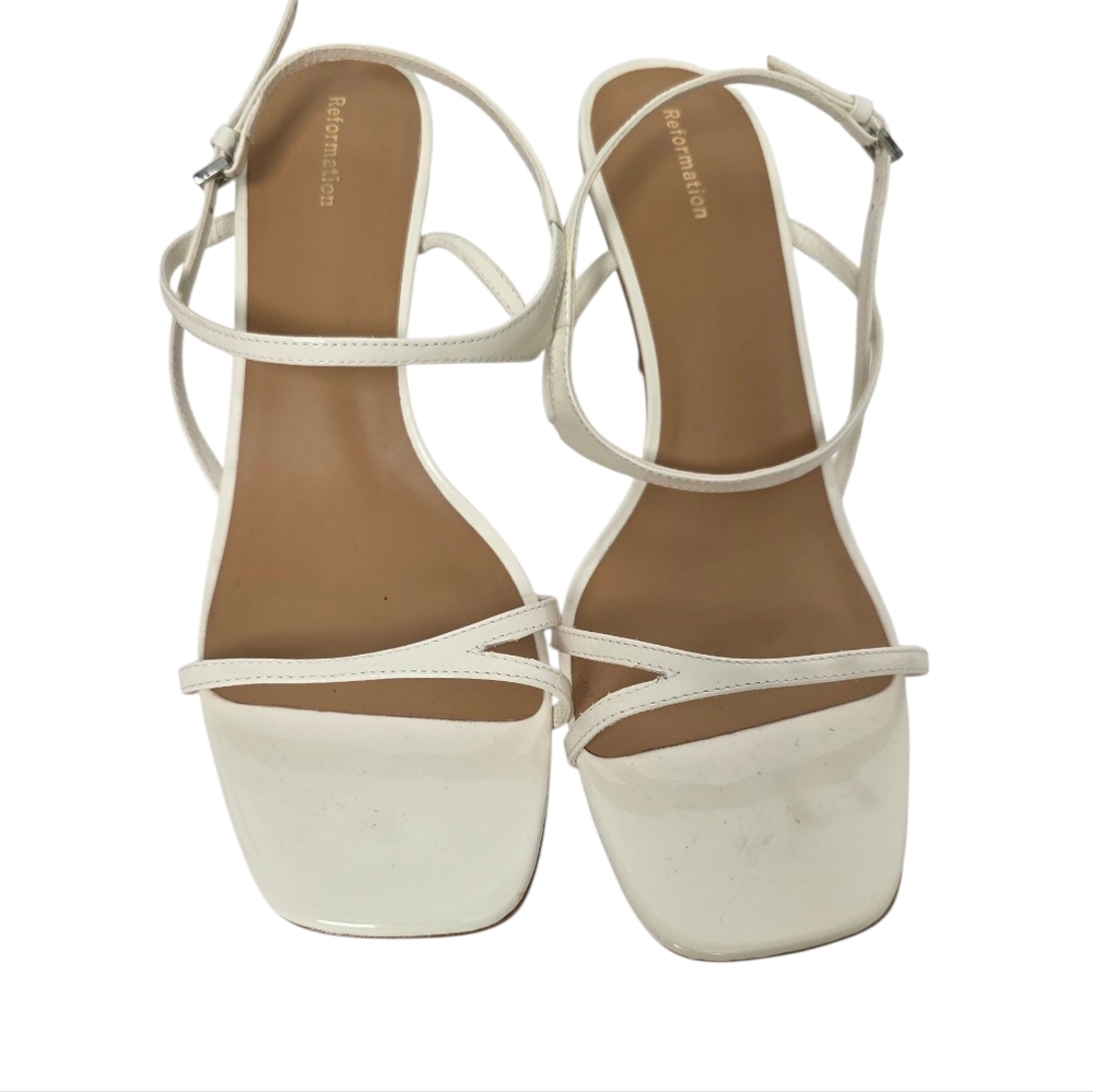 Reformation Genni Strappy Skinny Heel Patent Leather Sandal Size 9.5 - Picture 8 of 11